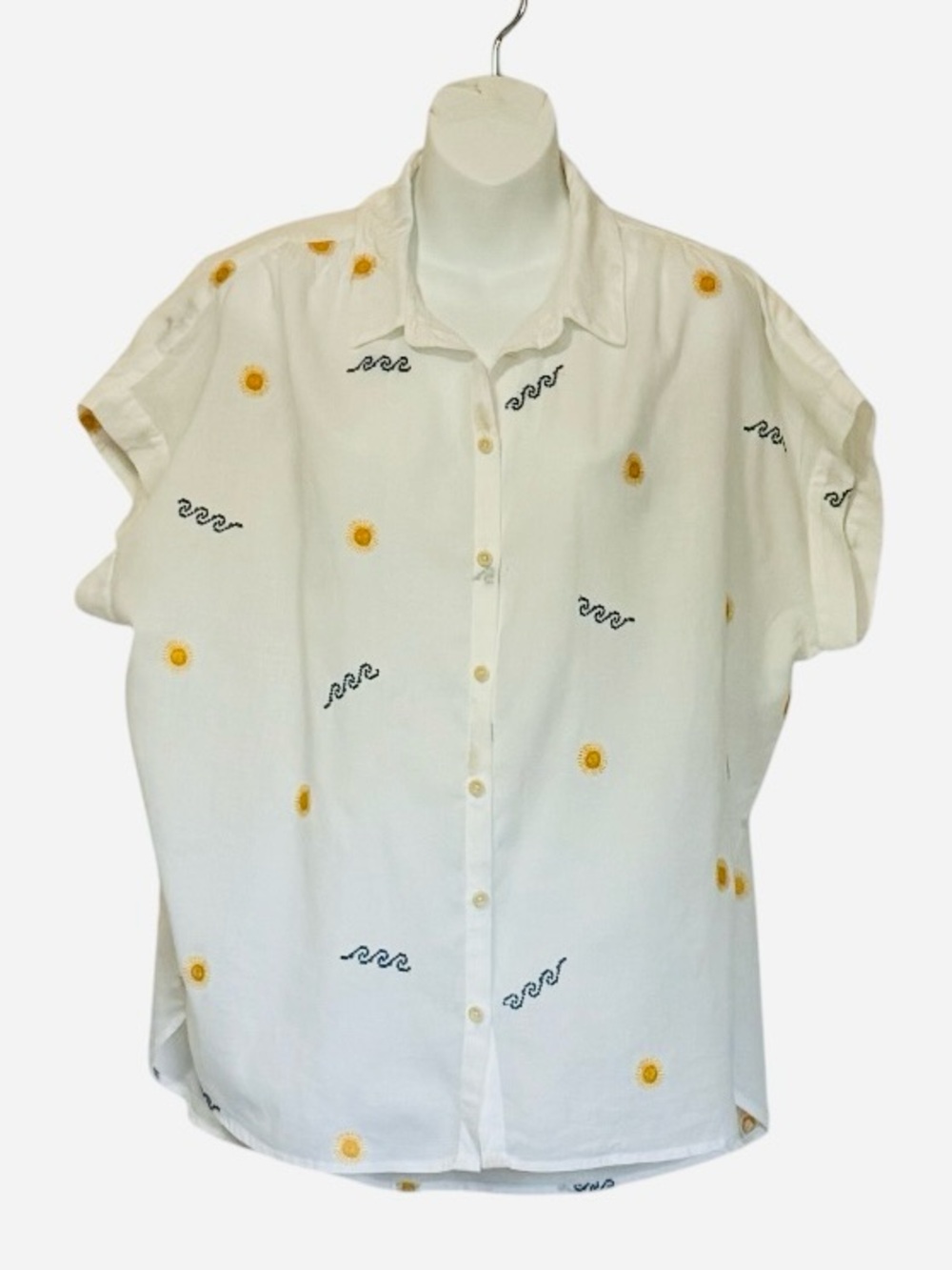 Madewell White Sun Embroidered Central Shirt Size Large - Picture 4 of 10